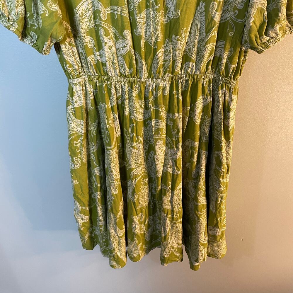 Daily Practice by Anthropologie Green Floral Paisley Mini Dress SZ Large EUC - Picture 6 of 16
